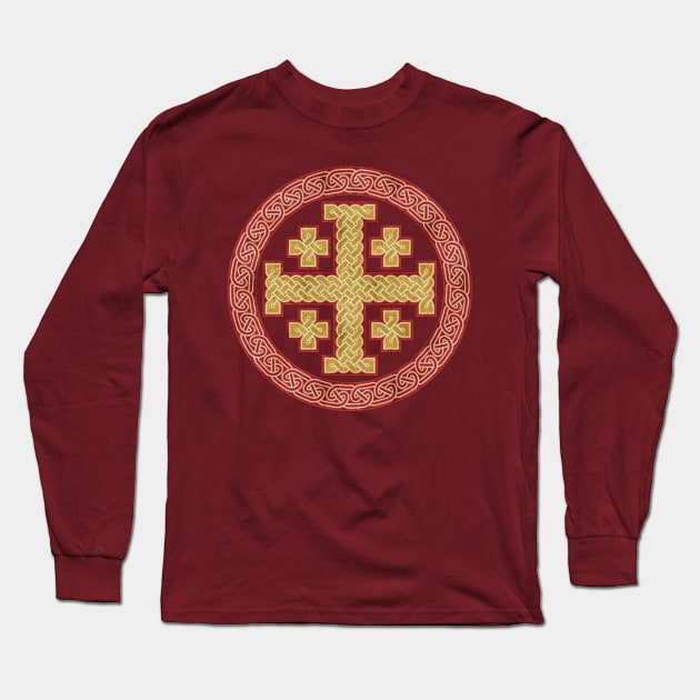 Celtic Style Jerusalem Cross Long Sleeve T-Shirt by Ricardo77